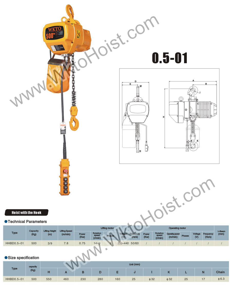 Electric Chain Hoist 0.5T