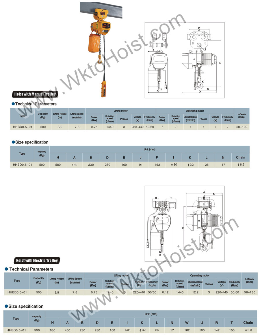Electric Chain Hoist 0.5T